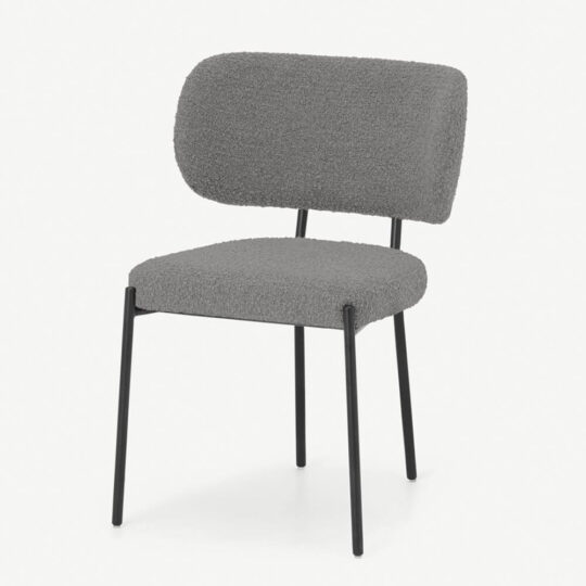DINING CHAIR, STEEL BOUCLE